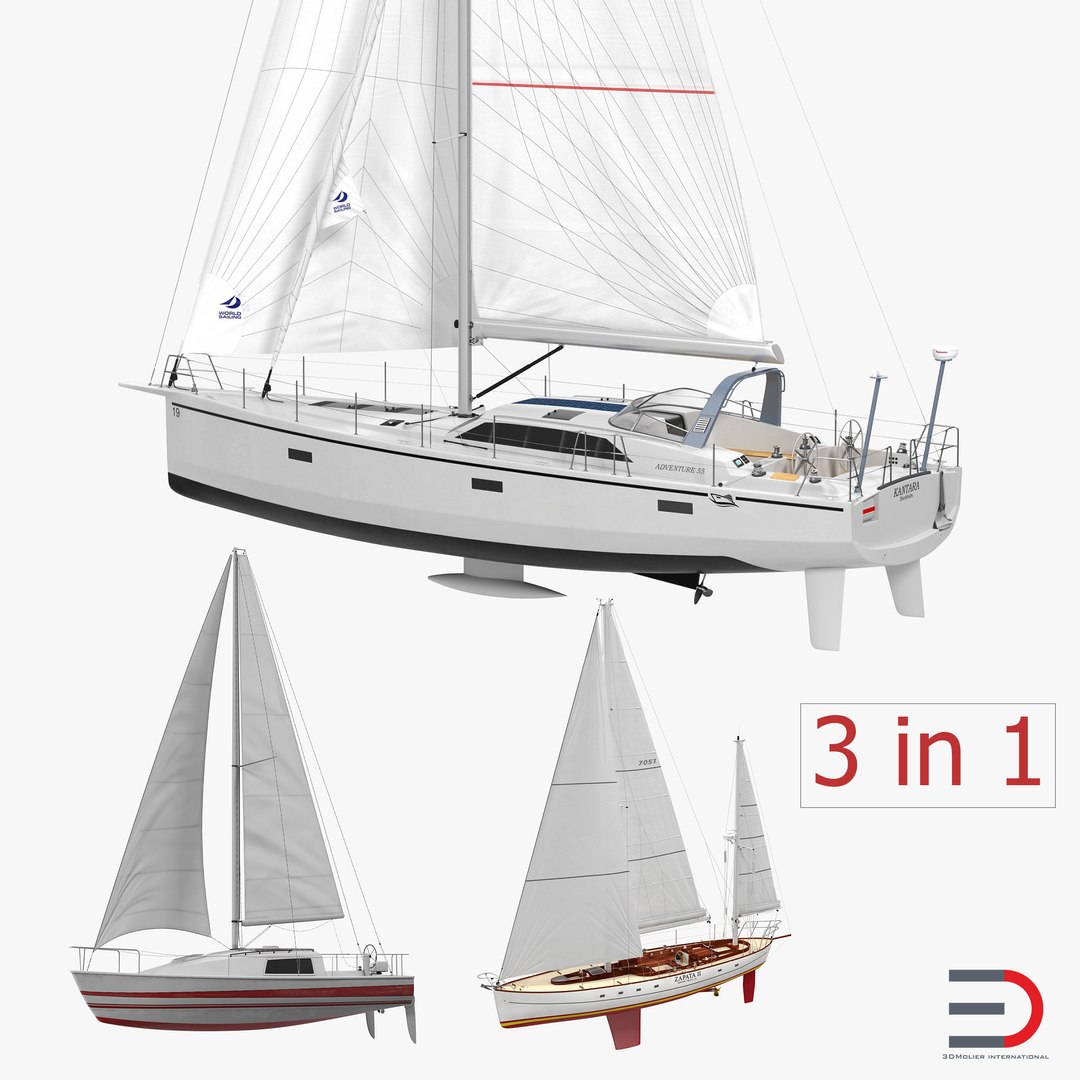 Sailing Yachts Collection 3D model preview