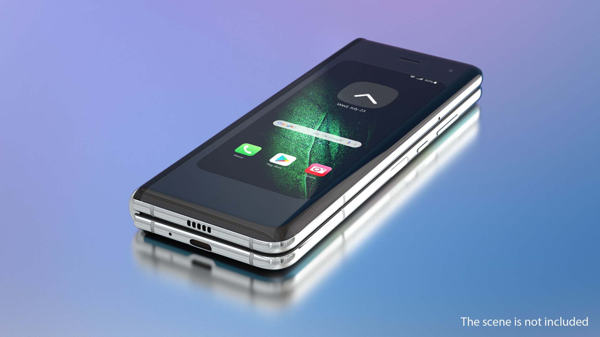 Samsung Galaxy Fold Silver Folded 3D model preview