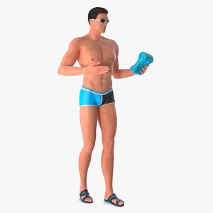 3D Man in Swimwear with Swimming Pull Buoy model