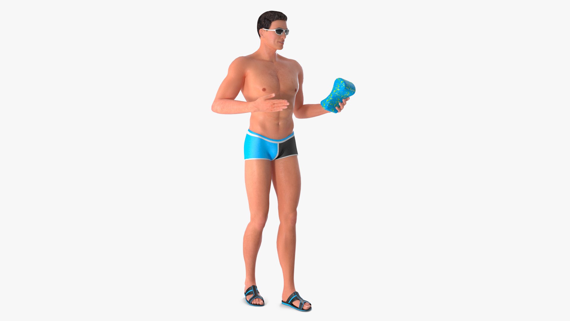 Man in Swimwear with Swimming Pull Buoy 3D model preview