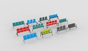 Hospital Bench set 3D model 3D