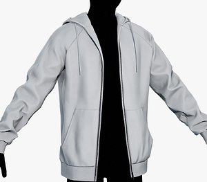 White Open Hoodie Style 1 3D model