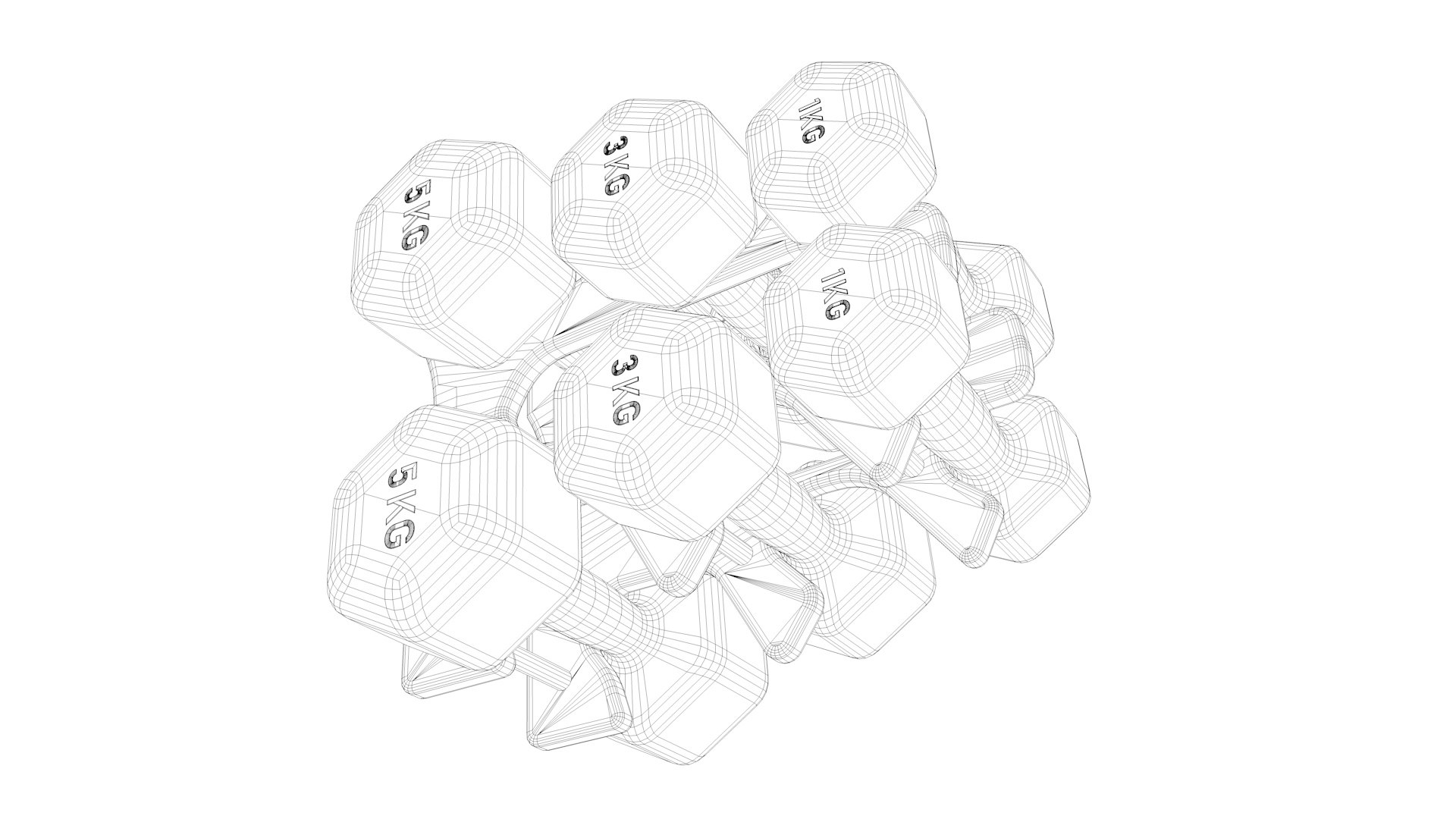 3D Fitness Dumbbells Rack With Dumbbells Model TurboSquid 1958685