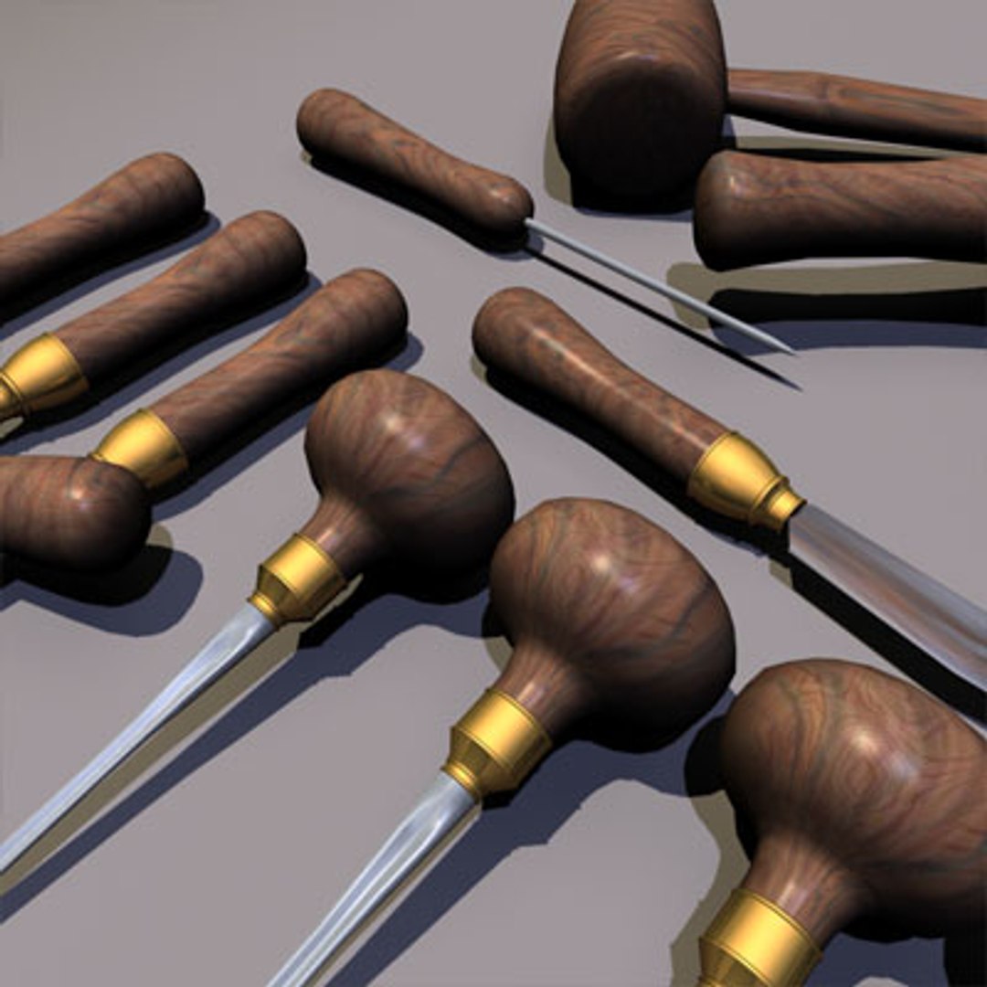 Wood Carving Chisels 01 3d Model