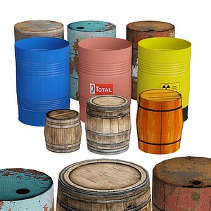 3D barrel industrial container model