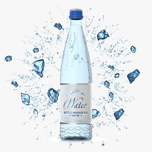 Glass Bottle 50 cl with Water and Ice Splash