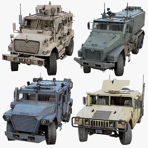 4 Armored Military Cars with Interior Realtime Pack