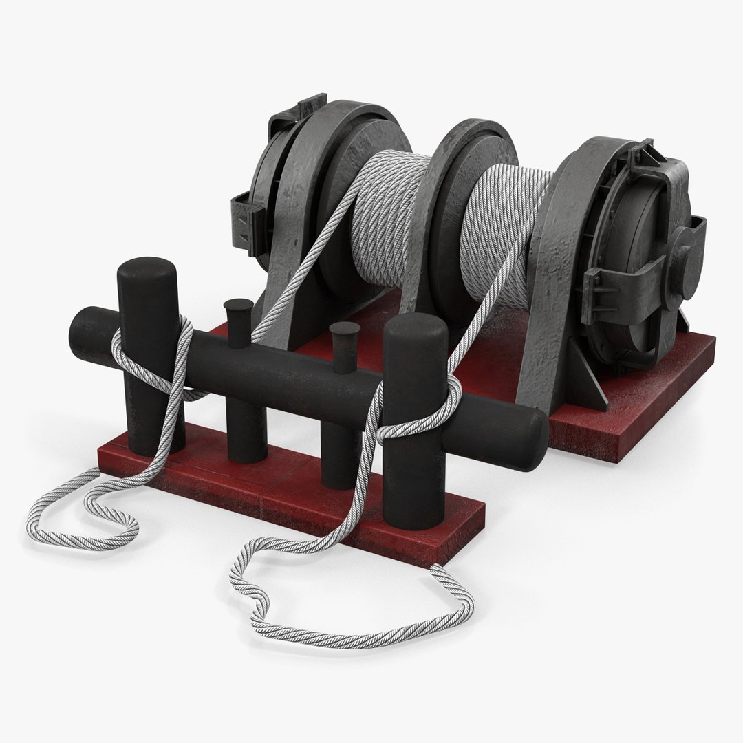 Mooring Bollard with Ship Ropes 3D model preview
