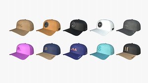 3D model 10 Caps Realistic Collection - Character Fashion Design
