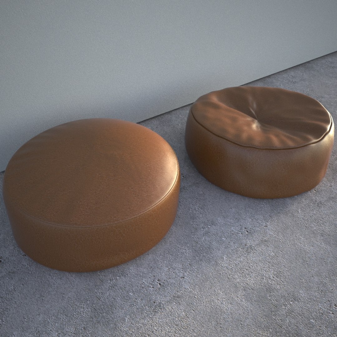 3d Leathered Pouf Seats Model