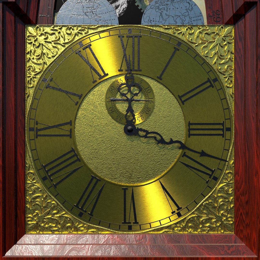 antique grandfather clock obj