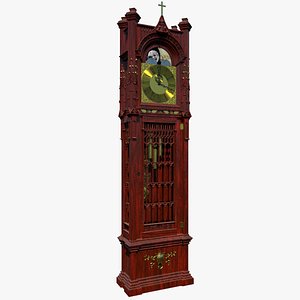 antique grandfather clock obj
