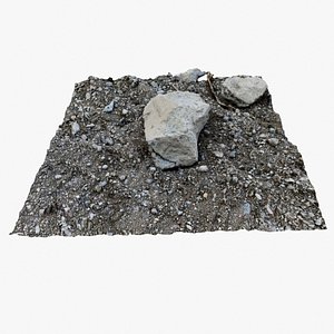 Gravel Concrete Wet 01 - 3D photogrammetry model scan of concrete brick on wet gravel surface 3D model
