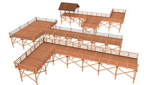 3D Wooden Pier collection model