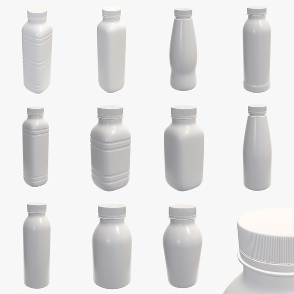 plastic bottle yogurt 3D