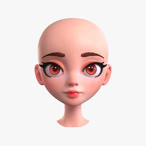 Anime Female Head 3D Model 79  fbx lwo  Free3D