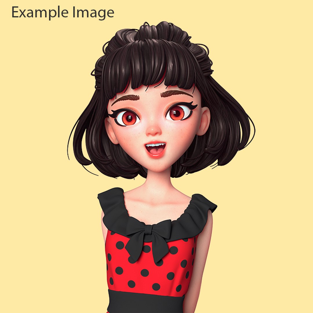 3D Cartoon Girl Head - TurboSquid 1396899