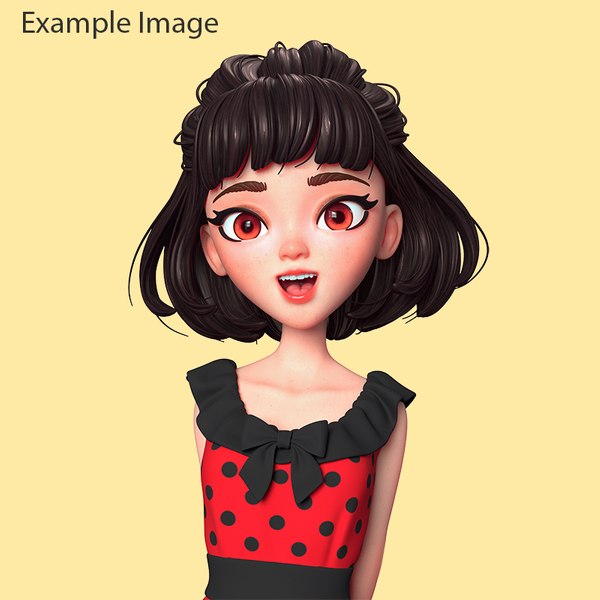 3D cartoon girl head - TurboSquid 1396899