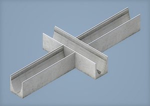 V200 Drain Channel Cross Junction without Grate Concrete Trench Drain System 3D Model 3D model