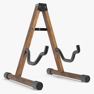 3D Wooden Cello Stand with Rubber Feet Brown model