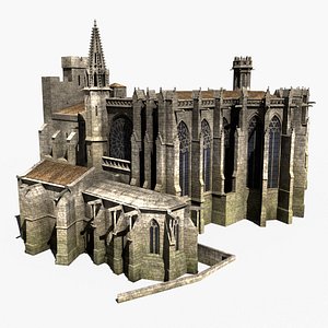 3D Saint-Nazaire basilica from Carcassonne medieval city model