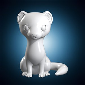 Cute Weasel Figure Animal Sculpture 3D Print Model 3D model