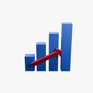 Growing bar chart with arrow 3D model