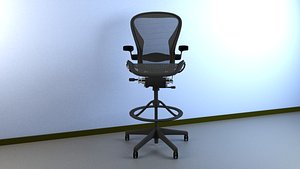 aeron work stool chair 3d max