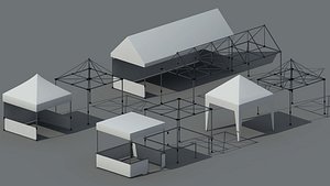 Modular Event Tent Market Stall Pack 3D model
