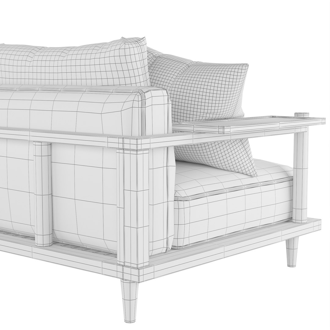 3D Model Riddle Ash Wood Outdoor Sofa By Acanva - TurboSquid 2141489