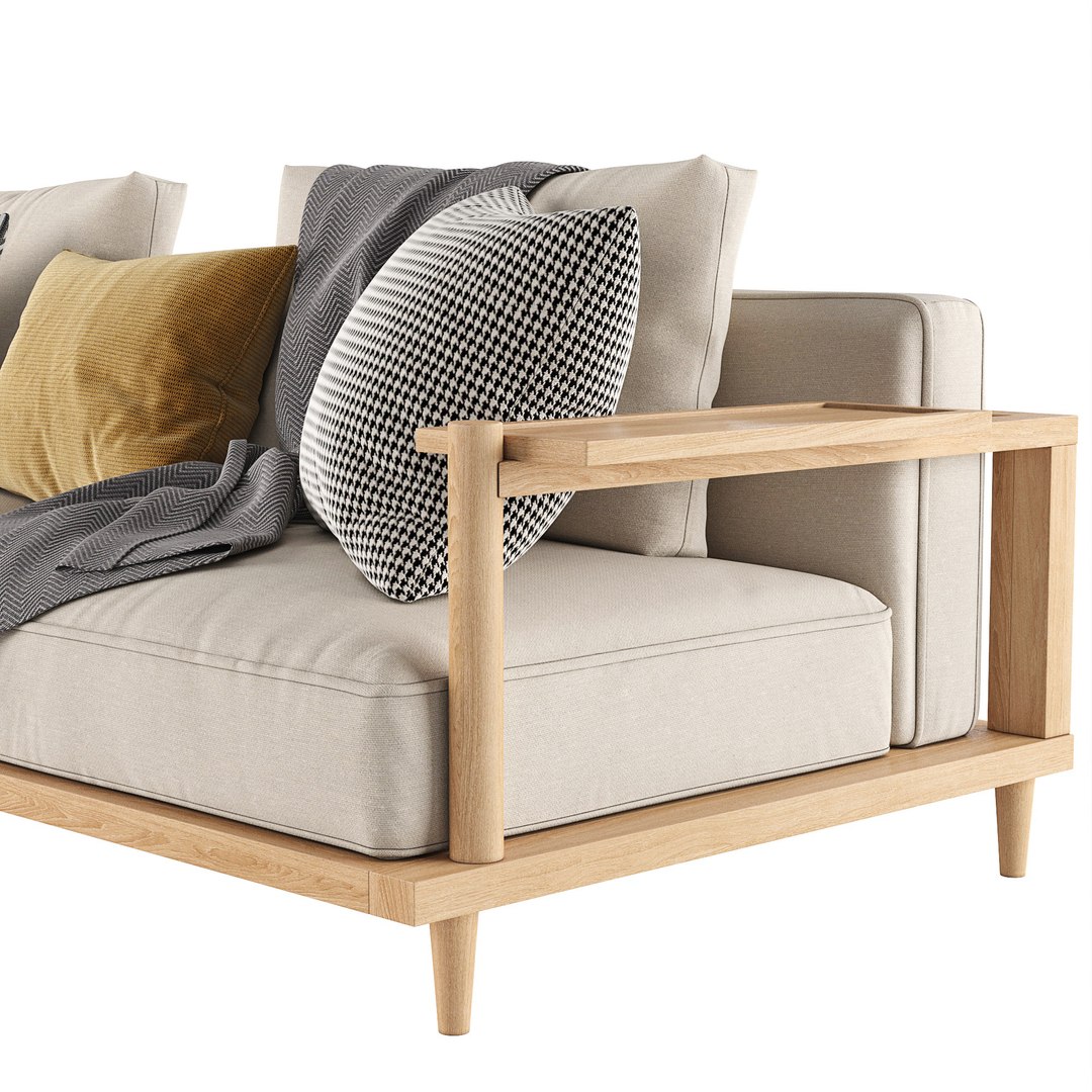 3D Model Riddle Ash Wood Outdoor Sofa By Acanva - TurboSquid 2141489