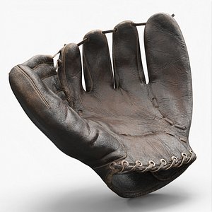 Classic Worn Baseball Glove Black 3D