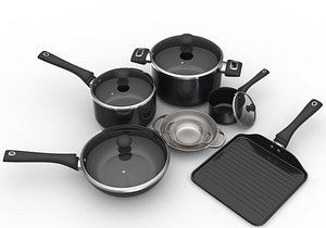 cooking pots set 3D model