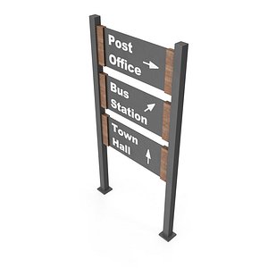 Directional Sign with Metal and Wooden Details