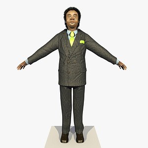 3d model rigged african dark suit