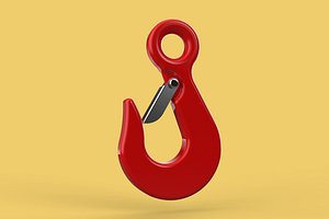 3D model RED EYE HOOK FORGED SINGLE LIFTING CRANE TON HOIST WINCH LATCH