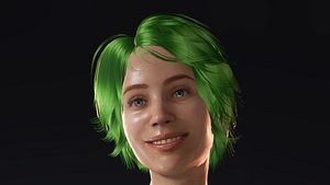 Green hair Sexy skinny Girl