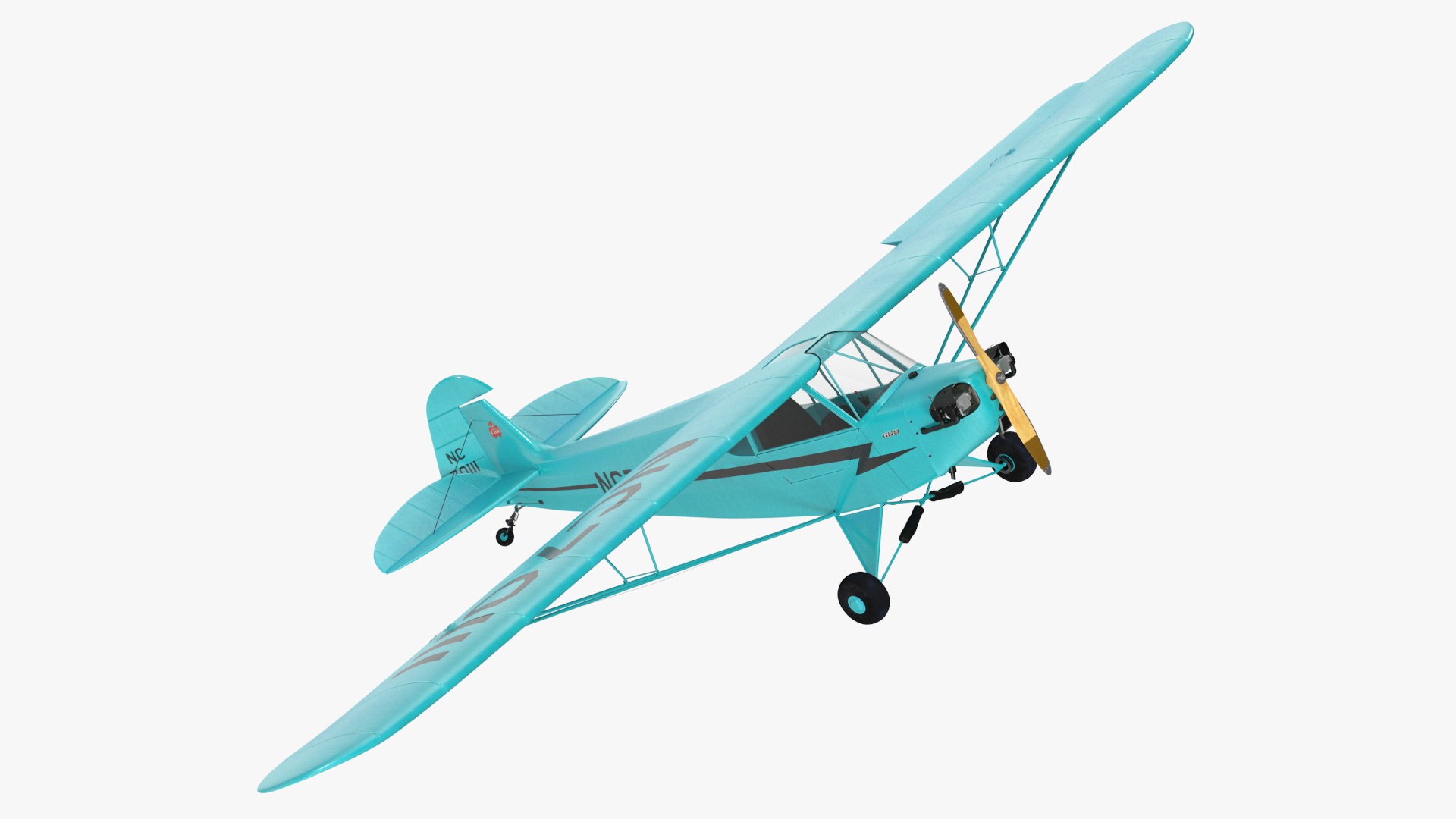 Piper Cub Aircraft Rigged 3D model preview