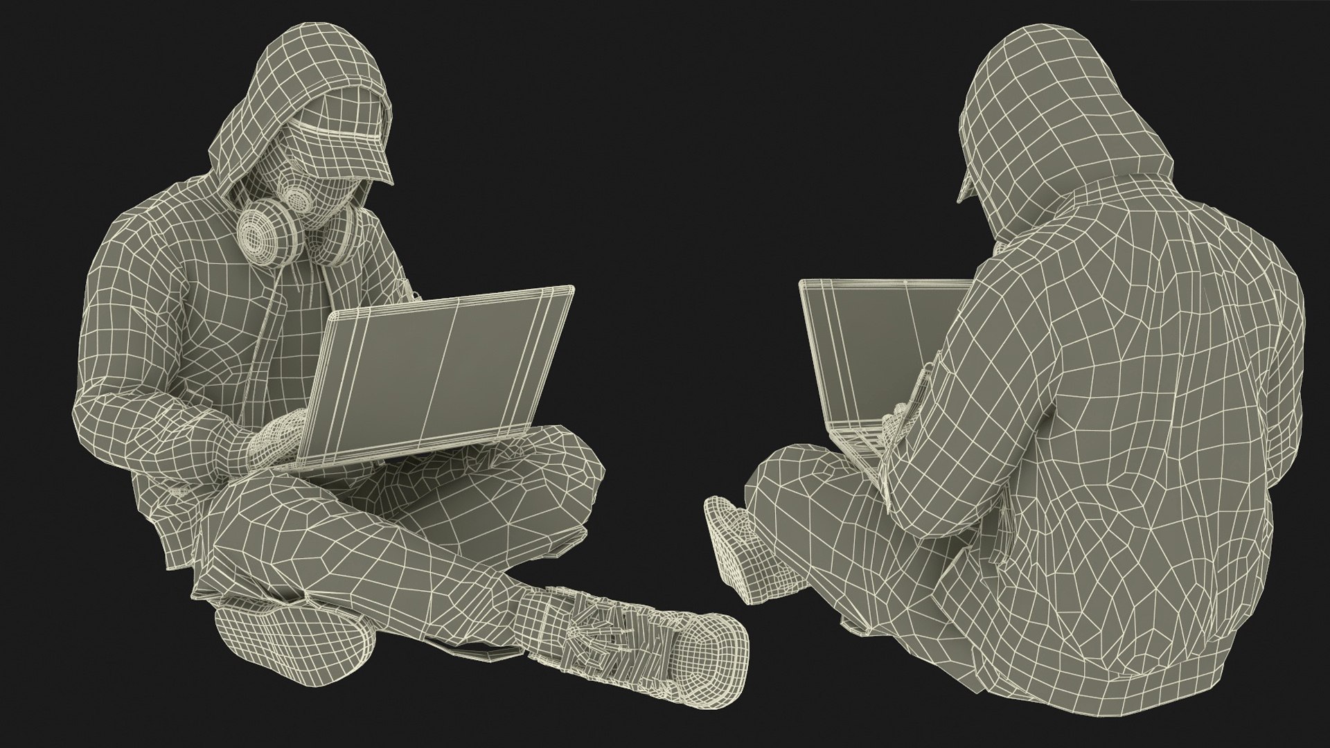 Hacker Streetwear Character Sitting Pose 3D - TurboSquid 2426152