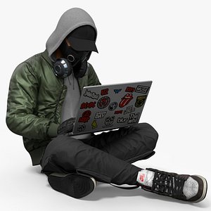 Hacker Streetwear Character Sitting Pose