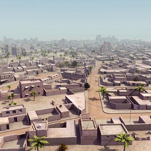 3d arab city suburb scene model