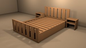 Wooden Bed 3D