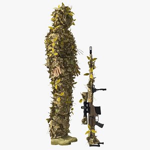 Sniper in Ghillie Suit Rigged for Modo