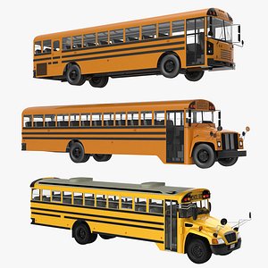 3d school buses modeled bus model