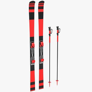 Alpine skis with poles