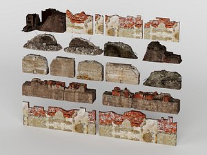 Ruined Brick Walls and Damaged Structures model