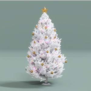 White Christmas Tree Low-poly 3D model