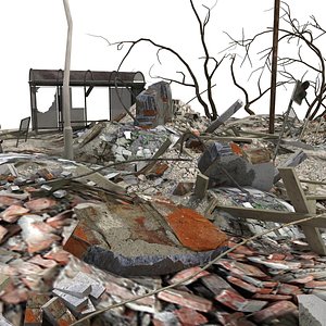 3d model heap debris rubble city scene