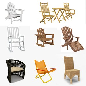 3D model Outside chairs collection 8 in1