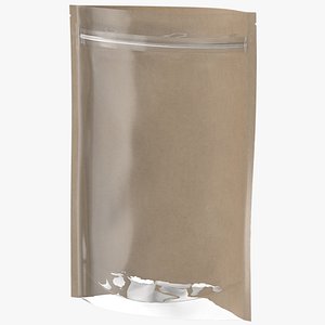 Zipper Kraft Paper Bag with Transparent Front 200 g Open Mockup 3D model